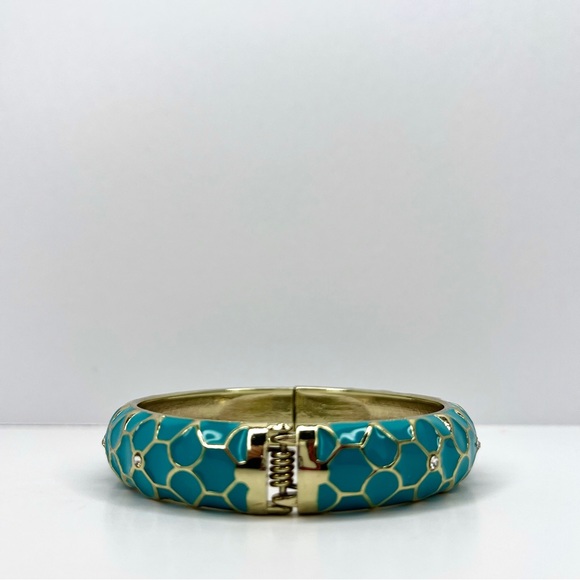 Tommy Bahama B28439 Blue Enamel Bangle Bracelet Curacao Moroccan Tile Gems Gold - Picture 11 of 13